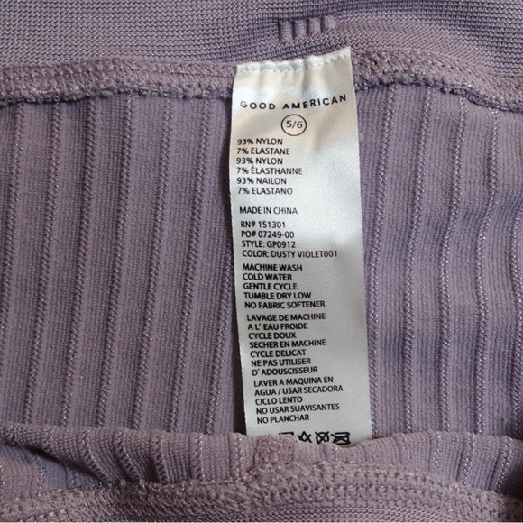 GOOD AMERICAN LEGGINGS WIDE RIB SHINE CLEAN SEAMLESS DUSTY VIOLET NWT - Picture 6 of 7